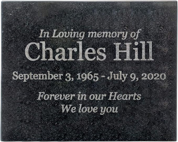 Customized In Loving Memory Black Granite Memorial or Sympathy Gift. Offered in a Variety of Sizes to Meet your Needs and Budget (8 x 10 x .4")