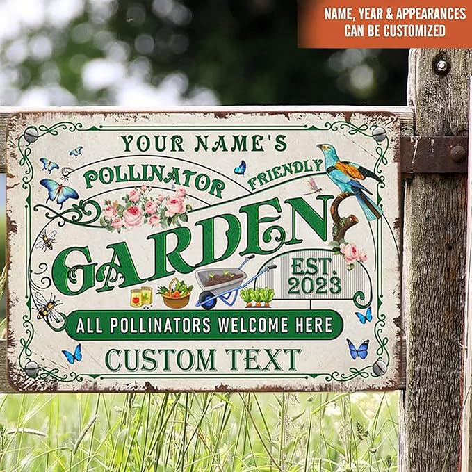 Custom Metal Signs with Name Made in USA Personalized Vintage Garden Sign Waterproof Vintage Decorative Metal Print for Wall Decor Customized Home Garden Ideas Gifts Artwork Prints for Yard Ourdoor