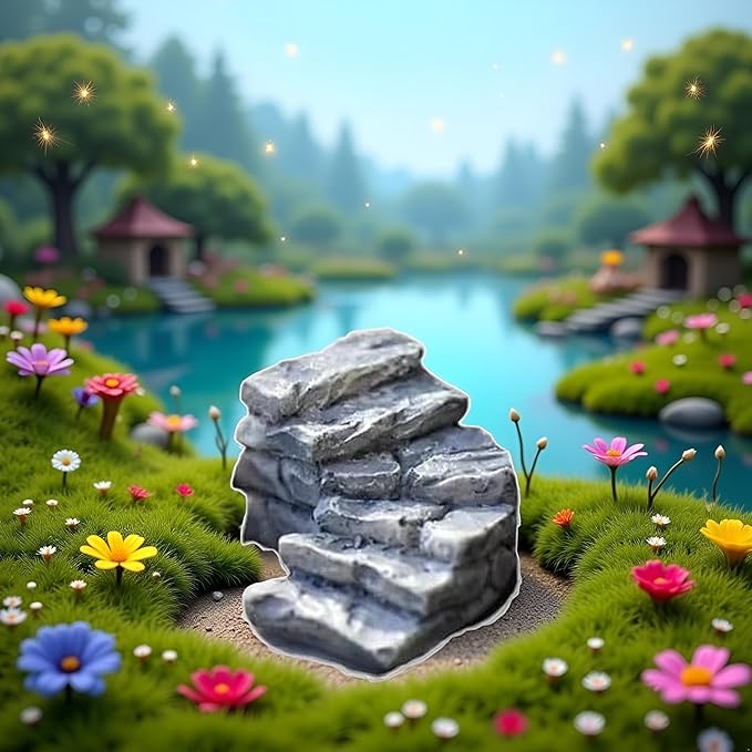 Curved Stone Steps Miniature Fairy Garden Accessories,Miniature Pond Lawn Garden Ornament Figurines, Micro Landscape Ornaments for Gardens DIY Kit Statues