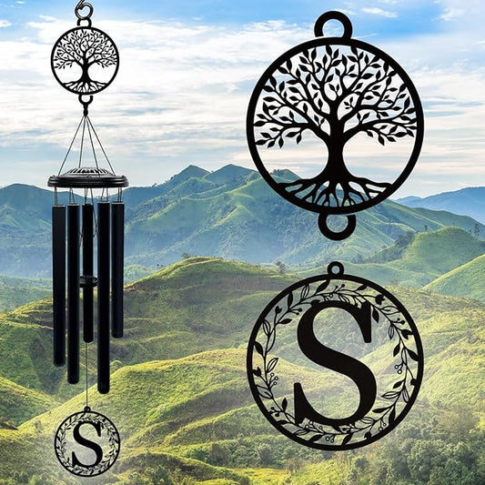 Personalized Metal Tree of Life Wind Chimes for Outside with Initial Letter, Custom Wind Chime for Garden, Memorial Gift, and Windchimes Outdoors, House Warming Anniversary Wedding Gifts