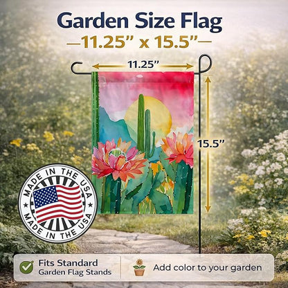 Caroline's Treasures Arizona Saguaro Cactus Blossom in Watercolor Garden Flag Mailbox Flag Decorative Yard Flag Banner Outside Patio Artwork Yard Flower Beds, Garden Size, Multicolor