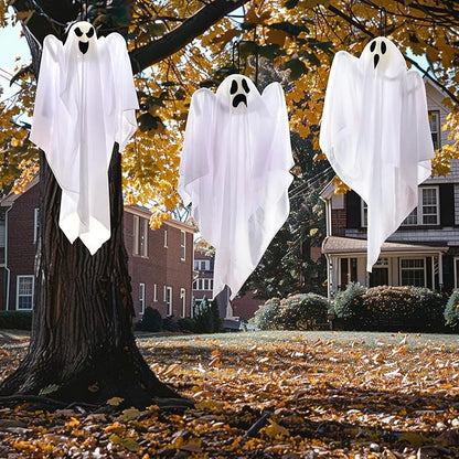 JOYIN 3 PCS Halloween Party Decoration 27.5" Hanging Ghosts, Cute Flying Ghost for Front Yard Patio Lawn Garden Party Décor and Holiday Decorations