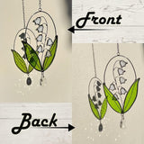 Real Stained Glass Suncatcher Lily of The Valley Suncatcher for Mom Lily of the Valley Stained Glass Window Hanging Decor Plant Lover Gifts for Women Home Decor Gifts Sun Catchers Indoor Window 6.7in