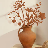 Metal Flowers Garden Stakes, Flower Bed Decor Plant Stakes, Rusted Metal Flower Plant Art for Outside, Yard Art Outdoor for Lawn Yard, Walkway Flower Garden Pots