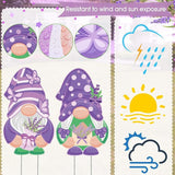 2 Pcs Easter/Spring Outdoor Decorations 16 Inch Easter Yard Signs Metal Pastel Gnome/Rustic Bunny/Lavender Garden Stakes for Home Outside Pathway Lawn Backyard Patio Farmhouse Party Decor(Lavender)
