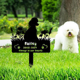 Custom Poodle Dog Memorial Grave Marker,Personalized Pet Dog Memorial Garden Stake,Flora Dog Memorial Plaque Burial Stake Engraved Sign,Dog Sympathy Grave Stake,Dog Statue Headstone