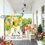 Baccessor Spring Garden Flag Lemon Bee Floral Home Sweet Home Small Yard Flag 12.5 X 18 Inch Double Sided Burlap Summer Welcome Flag for Outside Outdoor Decor