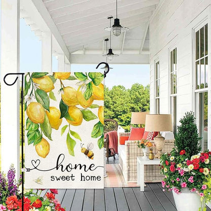 Baccessor Spring Garden Flag Lemon Bee Floral Home Sweet Home Small Yard Flag 12.5 X 18 Inch Double Sided Burlap Summer Welcome Flag for Outside Outdoor Decor