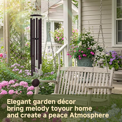 66" Extra Large Wind Chimes for Outside Deep Tone, 6 Thick and Bold Aluminum Tubes Tuned Relaxing Melody Wind Chime, Big Wind Chimes for Garden Patio Decor, Great Gift Idea for Mother's Day (Bronze)