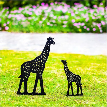 Giraffe Metal Decorative Garden Stakes Giraffe Gifts for Women Men Mom Birthday Gifts Silhouette Statues for Garden Decor, Yard Art, Patio, Outside, Lawn Ornaments, Outdoor Decorations