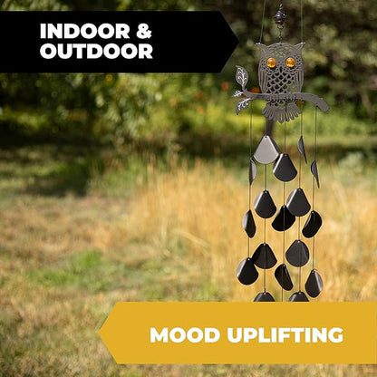 VP Home 30-inchBlack Tribal Owl Wind Chimes for Decoration, Unique Tribal Owl Windchimes Best for Outdoor Decoration Garden Decor, Yard Decor Chimes Gift for Women, Mom, Grandma, Unisex