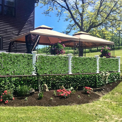 Expandable Faux Ivy Fence Privacy Screen Stretchable Artificial Hedge Single Sided for Balcony Patio Garden (1PC, Grape)…