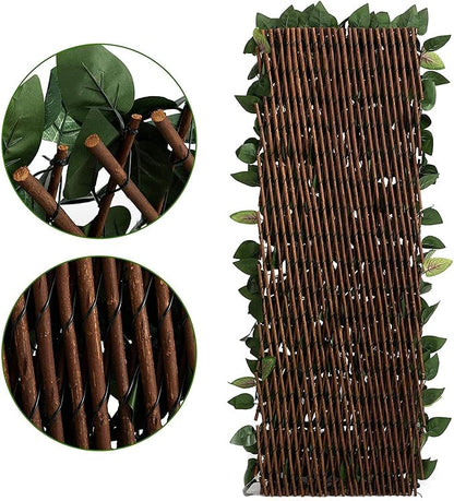 DOEWORKS Expandable Fence Privacy Screen for Balcony Patio Outdoor, 2PCS Faux Ivy Fencing Panel for Backdrop Garden Backyard Home Decorations
