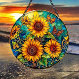 Plexiglas Sunflower Suncatcher Window Hanging - Sun Catchers for Windows Hanging - Hand Painted Suncatcher Garden Ornaments Christmas Mother's Day, Valentine's Day Ornaments