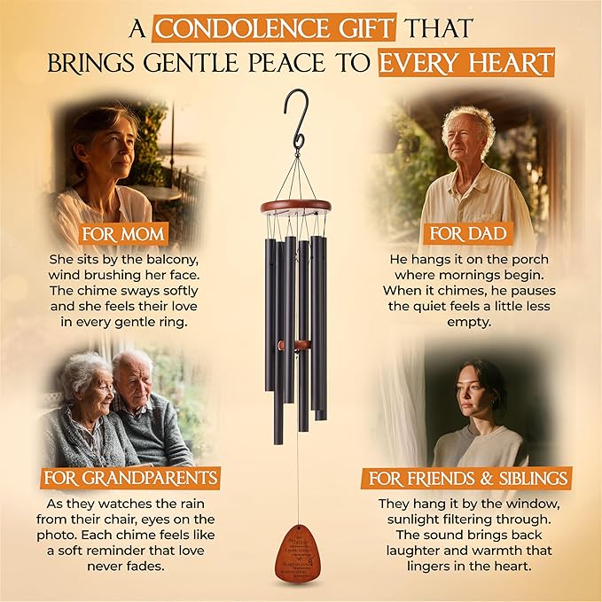 32 Inch Memorial Wind Chimes Outdoor, Wind Chimes for Loss of Loved One, Memorial Gifts for Loss of Mom, Sympathy Gifts for Mother, Father, Brother, Sister