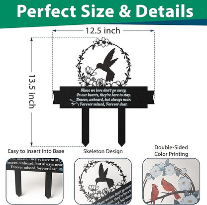 Memorial Stakes for Graves, Grave Decorations for Cemetery with Hummingbird Decor, Metal Memorial Plaques for Outdoors, Grave Yard Decorations as Sympathy Gifts for Loss of Loved One