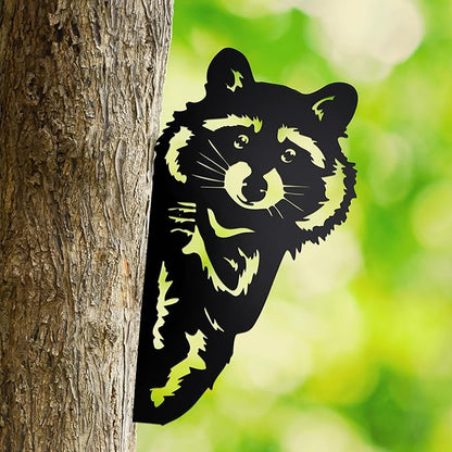 Cute Raccoon Tree Peek-A-Boo Garden Statue - Raccoon Hanging Garden Stake Outdoor Tree Decor for Patio - Funny Raccoon Gifts for Nature Lovers,Rustic Garden Gifts for Christmas, Birthday, Mother’s Day