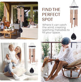 UpBlend Wind Chimes for Outside Gift – Deep Tone Wind Chime with Decorative Stone – Porch & Patio Decor, Elegant Outdoor Ornament, Garden Gifts. 28” Gold.