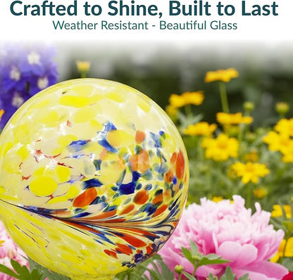 Sunnydaze 10-Inch Gazing Ball for Garden - Glass Gazing Globe for Outside - Garden Orb Yard Decor - Bright Summer Burst