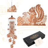 Squirrel Wind Chimes for Outside Metal Windchimes Squirrel Gifts for Women Men Garden Decor for Patio Yard Memorial Bronze