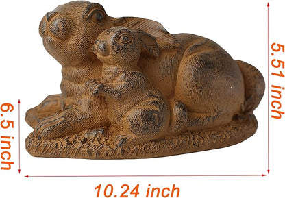 Rabbit Garden Outdoor Statue Resin Easter Bunny Statues for Home, Living Room Decoration, Garden Decor,Brown