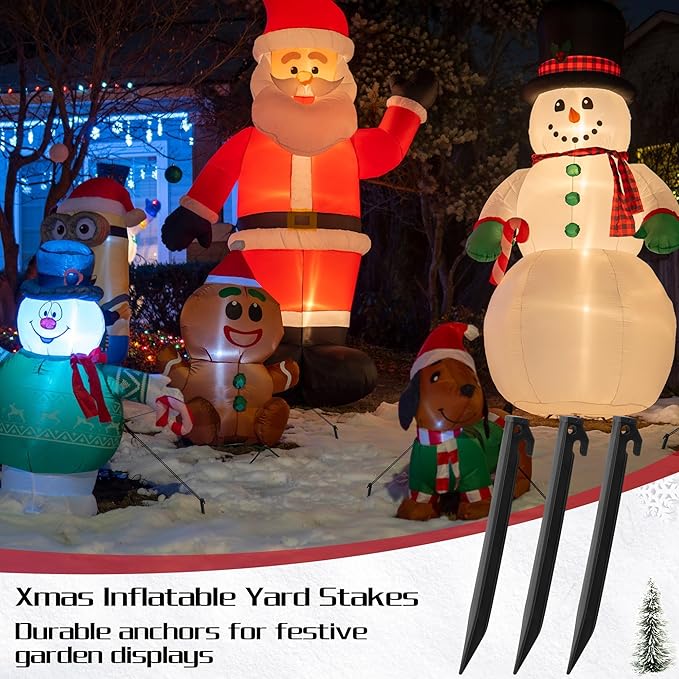 Aodaer 36 Pieces Plastic Inflatable Stakes 8.8 Inch Christmas Halloween Yard Stakes Heavy Duty Anchor Replacement Inflatable Accessories for Garden Outdoor Inflatable Decorations, Black