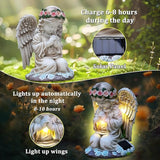 Choies Angel Gifts for Mom Grandma Granny Aunts,Birthday Sympathy Memorial Gifts,Solar Praying Angel Figurines for Outdoor Garden,Yard,Cemetery,Grave Decoration