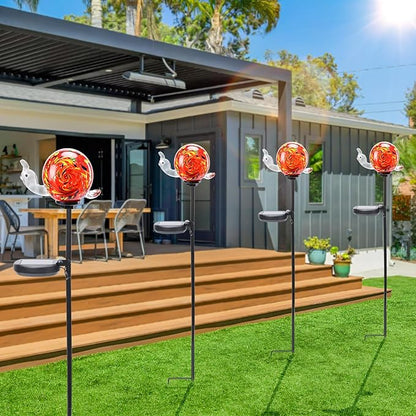 Bshine Solar Garden Decoration Outdoor Snail Lights, Hand Blown Glass Waterproof Solar Light Stake Decorate Paths, Pathways, Lawns and Yards Art for Mom