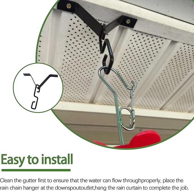 Rain Chains for gutters Adapter Clip, Rain Chain Water Diverter Accessories, for roof Gutter V Style rain Chain Connector Hook.