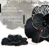 10" Metal Flower Wall Art Decor, Rustic Modern Floral Sculpture, Distressed Iron Wall Hanging Home Decoration Accent Artworks for Indoor Kitchen Bedroom Living Office Outdoor Garden Patio (36C-Black)