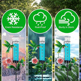 Hummingbird Rain Gauge Outdoor, Solar Stake Rain Gauges for Yard with LED Lights & Plastic Measuring Cup Large Rain Gauge Outdoor Decorative Water Gauge for Rain for Garden, Lawn, Pathway Decor