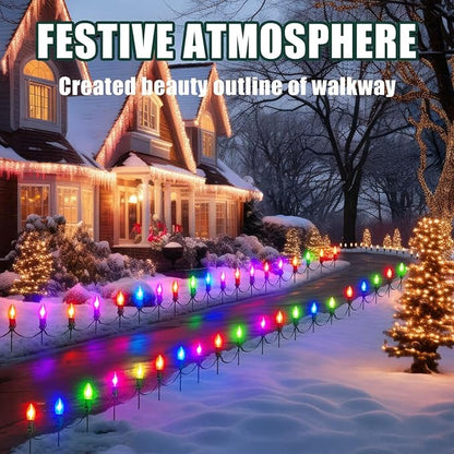 Gisafai 12 Pcs 15 Inch Christmas Light Stakes Universal Yard Lawn Holiday for C9 or C7 Light Stakes for Christmas Garden Ground Pathway Driveways Decoration (Green)
