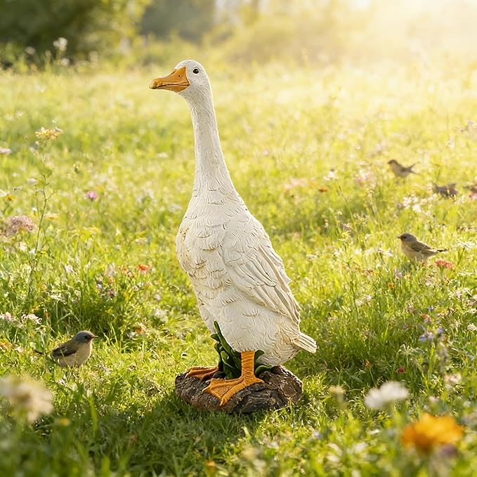 Proud Duck Statue Outdoor Decor for Garden, 9.85" Fairy Yard Figurines Home Sculptures for Lawn Patio Front Porch Backyard