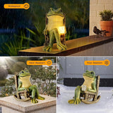 FOXMIS Miniature Frog Garden Statue Mom Gifts Home Decorations Fairy Garden Accessories Outdoor Lights Solar Garden Frog Decor Art Housewarming Gift for Patio,Yard,Lawn Ornament,3.89"x2.36"x3.93
