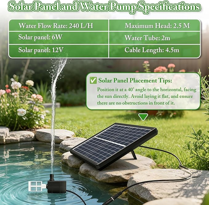 N/A Bamboo Solar Water Fountain Kit, Outdoor Bamboo Water Fountain Solar Powered, Bamboo Fountain Garden Water Feature, Bamboo Zen Fountain with 4 Water Outlets, for Garden Patio Pond,14in