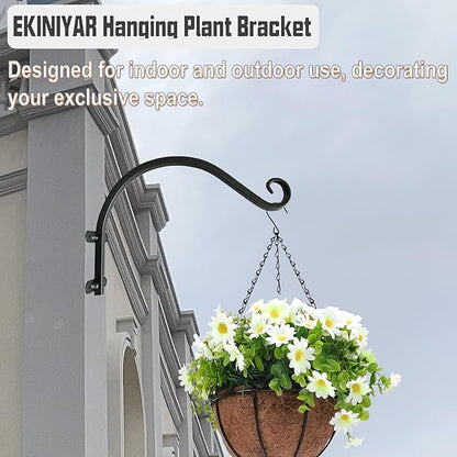 Hanging Plant Bracket, 12 inch Wall Mount Plant Hanger Outdoor Indoor, Set of 2 Retro Style Outdoor Hanging Basket Bracket Hooks for Plants Flower Bird Feeder Lanterns Wind Chimes