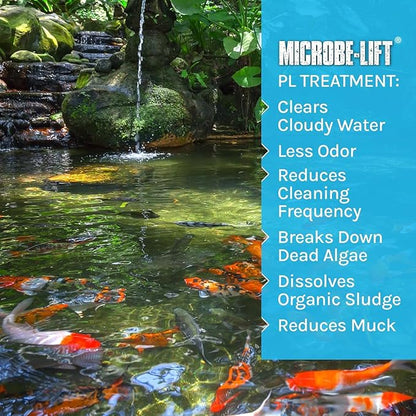 MICROBE-LIFT PL Pond Bacteria and Outdoor Water Garden Cleaner, Safe for Live Koi Fish, Plant Life, and Decor, 2.5 Gallons