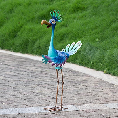 Natelf Flamingo Peacock Metal Yard Art Garden Sculpture Flamingos Peacocks Outdoor Decorations Large Garden Statues for Yard Patio, Porch, Home for Women, Mom, Grandma