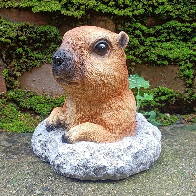 Patio Ornament Resin Gopher Statue Garden Decoration Realistic Animal Statues Weather-Resistant Garden Decor for Lawn Patio Balcony A