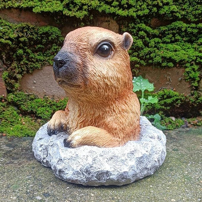 Patio Ornament Resin Gopher Statue Garden Decoration Realistic Animal Statues Weather-Resistant Garden Decor for Lawn Patio Balcony A