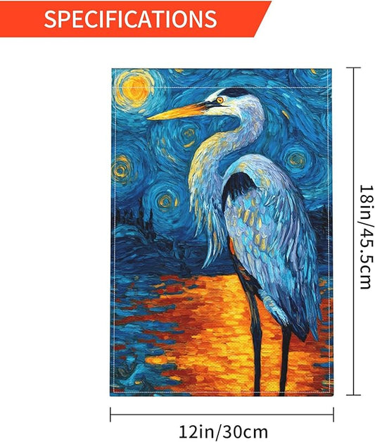 Stork Bird Garden Flag Seasonal Double Sided 12 x 18 Inch Small Yard Flag for Indoor Outdoor Decor Holiday All Seasons