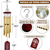 Personalized Dad Cardinal Memorial Crystal Wind Chimes Remembrance Sympathy Ornament Keepsake in Memory of Papa Daddy Father-in-Law Custom Name Bereavement Condolence Gift for Window Garden Hanging