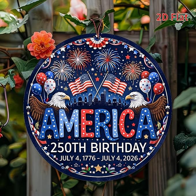 250th Anniversary America Window Hanging Suncatcher，Bald Eagle American Flag Designs Blue Sun Catcher Decor ，Patriotic Supplies Home Party Independence Day Accessories