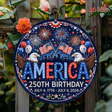 250th Anniversary America Window Hanging Suncatcher，Bald Eagle American Flag Designs Blue Sun Catcher Decor ，Patriotic Supplies Home Party Independence Day Accessories