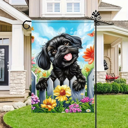 BlissYard Welcome Spring Summer Garden Flag Shih Tzu Dog 12 X18 Inch Double Side Colorful Flowers Yard Flag Butterfly Puppy Banner Seasonal Yard Flag Outdoor Decoration for Porch Lawn Patio Flower