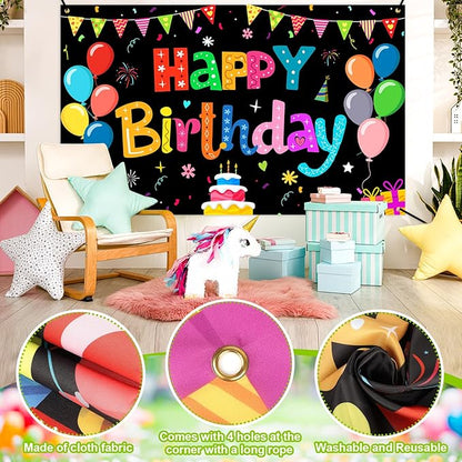 Happy Birthday Banner Backdrop Decorations Flag Outdoor 71x44 Inch,Colorful Rainbow Birthday Bunting for Boys Girls Indoor Home Party Supplies,Yard Sign Photography Background