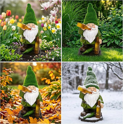 Topadorn Solar Gnome Garden Decor, Garden Gnome Sculptures with Solar LED Lights, 12'' Resin Outdoor Figurine for Yard Patio Decor Lawn Ornaments Porch Gifts