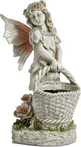 Garden Statue with Planter, Fairy Sculpture Flower Pot with Solar Light for Home Garden Planter Decoration, Yard Decor,Resin H 15 Inch (Fairy with Planter)