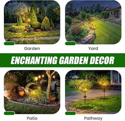 VIHOSE Solar Hummingbird Outdoor Lights Waterproof Moon Garden Stake Lights Warm White LED Decorative Pathway Lighting for Yard, Lawn, Gifts for Mom, Women & Gardening Lovers