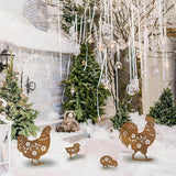 Metal Chicken Garden Decor Outdoor, Chicken Gifts for Women/Men/Chicken Lovers Gifts,Black Chicken Silhouette Statues Garden Decor for Outdoor Decor,Yard Art,Backyard,Patio,Lawn Ornaments (Gold)